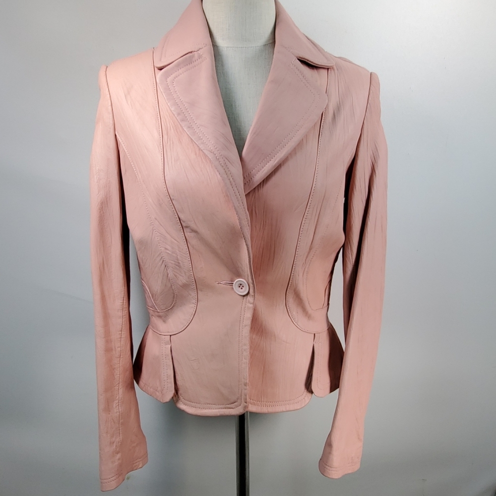 CACHE BLUSH PINK LEATHER BLAZER SIZE 4